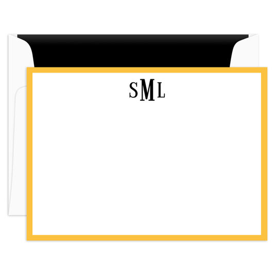 Essential Border Monogram Flat Note Cards